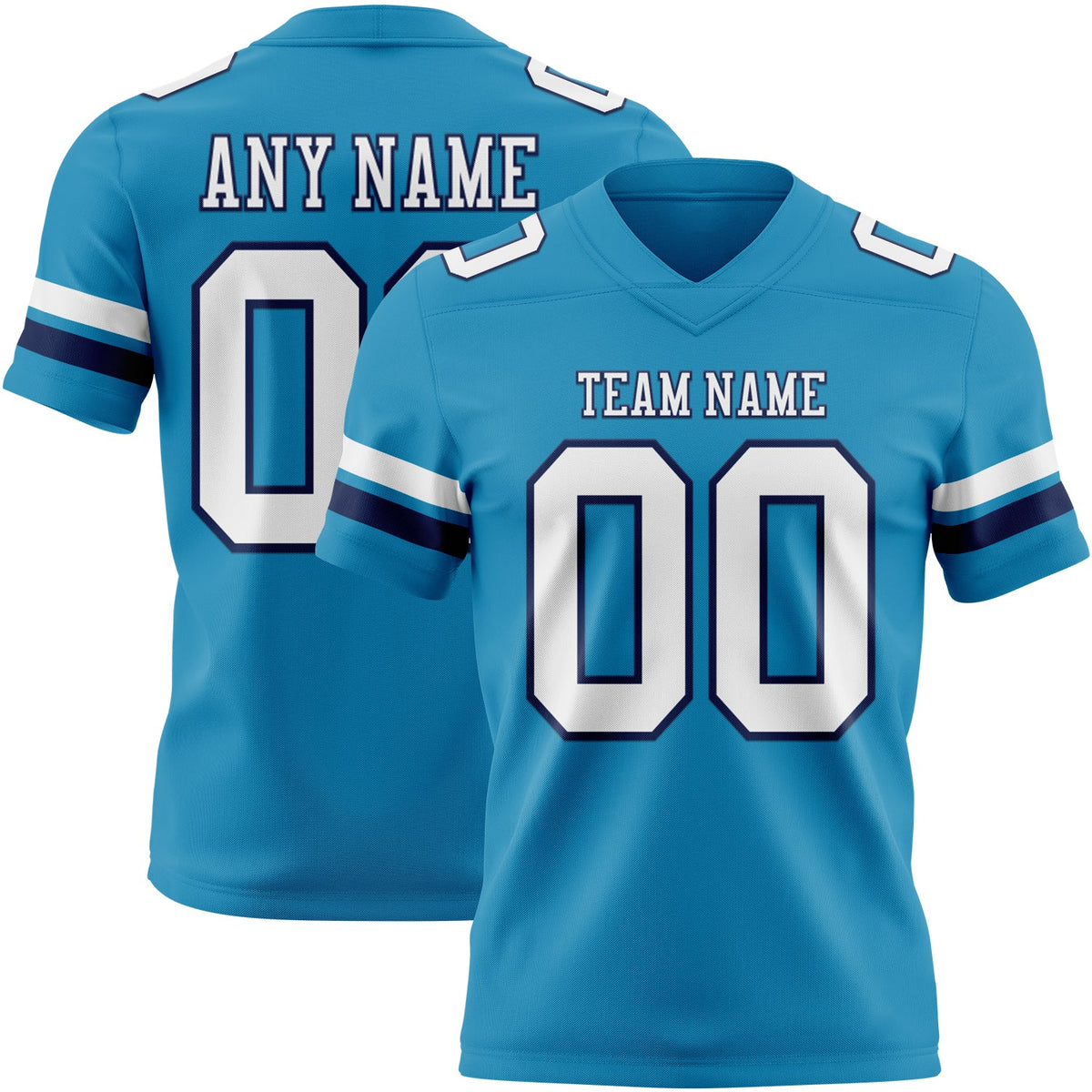 Custom Panther Blue White-Navy Authentic Football Jersey