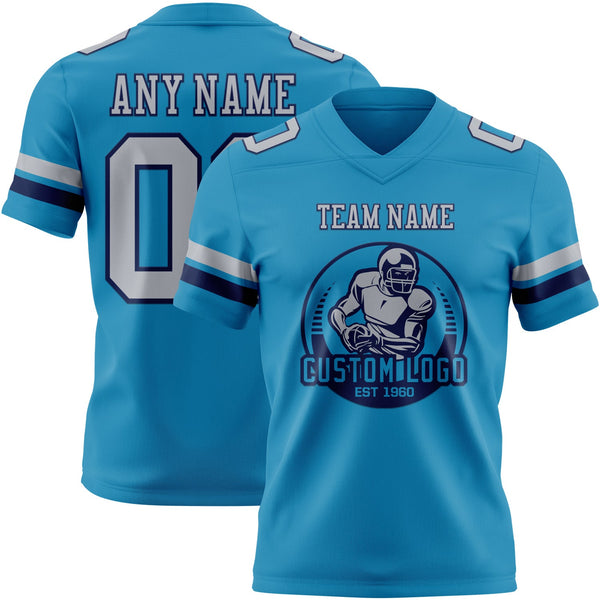Custom Panther Blue Gray-Navy Authentic Football Jersey alternate