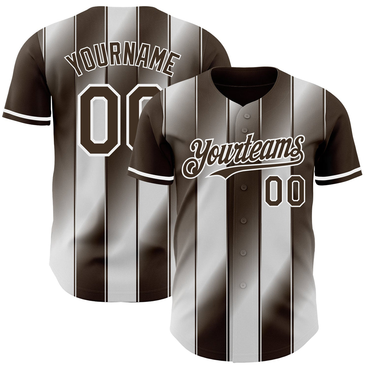 Custom Brown-White Gradient Classic Vertical Stripe Authentic Baseball Jersey