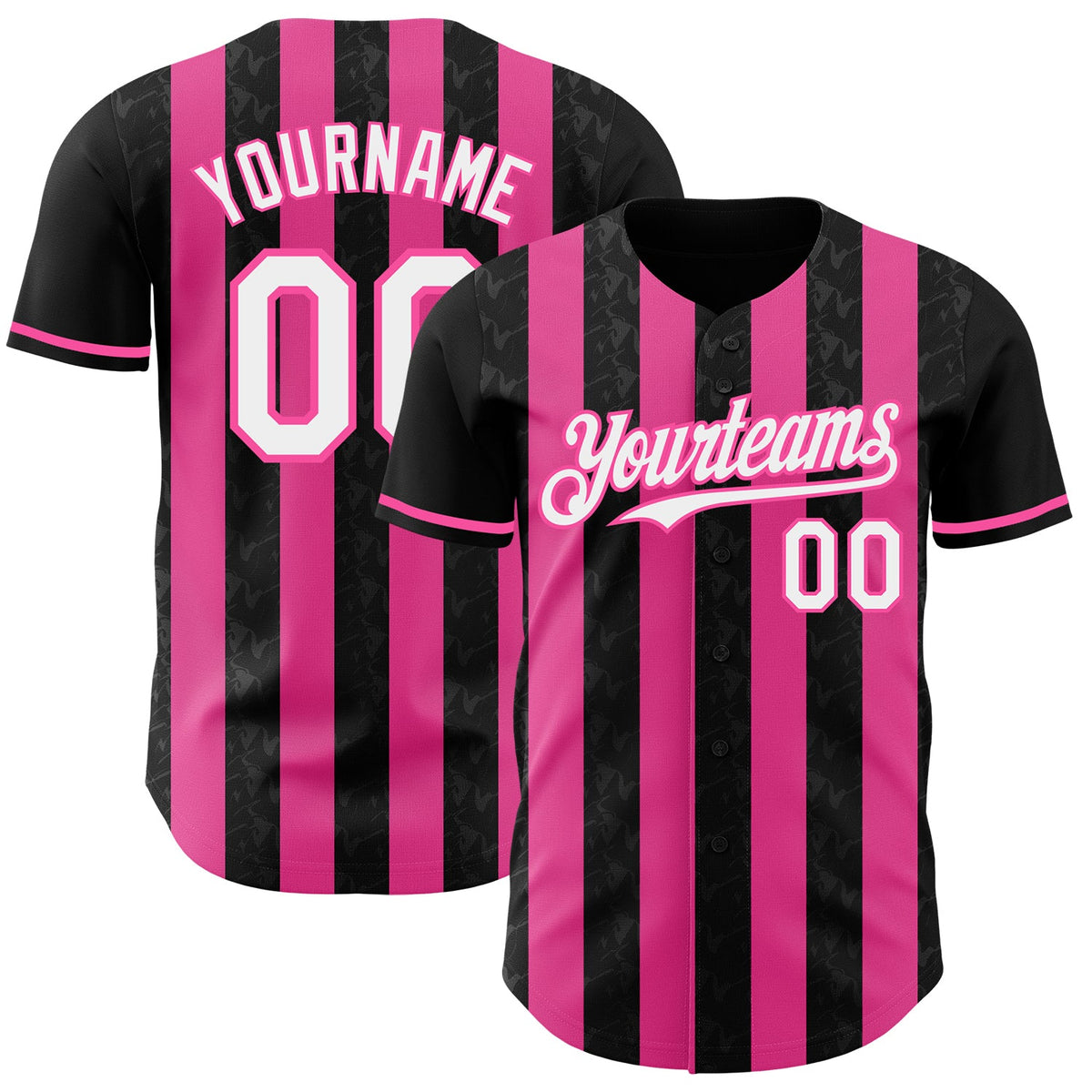 Custom Black White-Pink Classic Vertical Stripe Fluid Liquid Texture Authentic Baseball Jersey