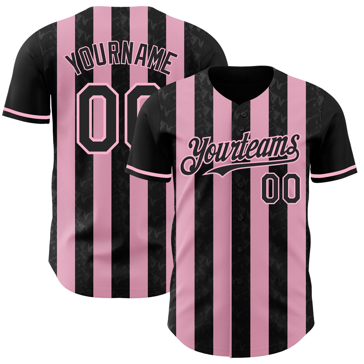 Custom Black-Light Pink Classic Vertical Stripe Fluid Liquid Texture Authentic Baseball Jersey
