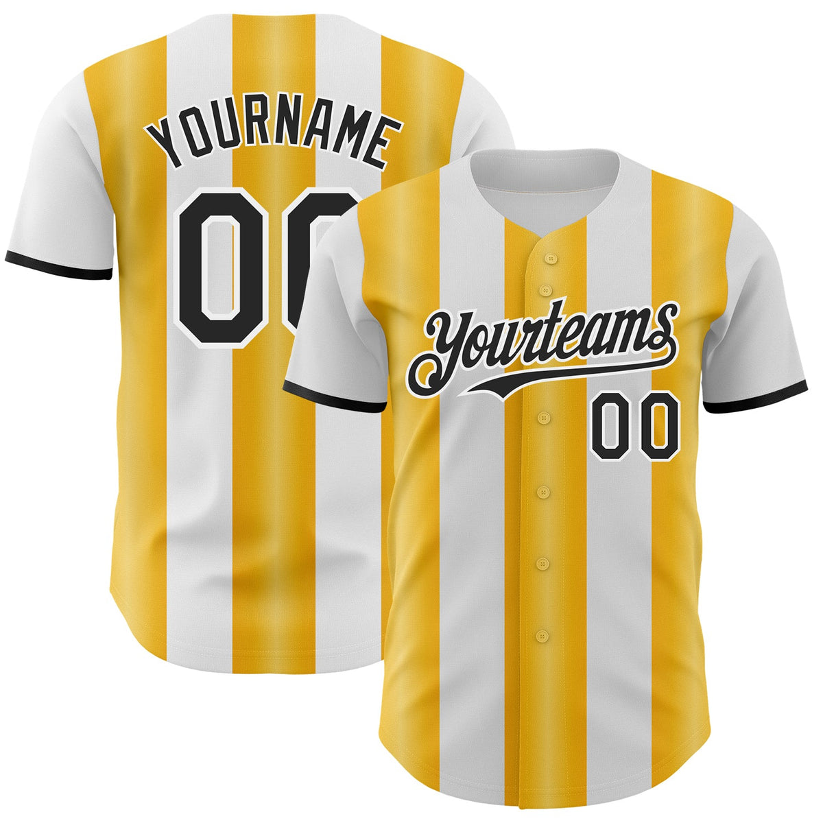 Custom White Black-Gold Gradient Vertical Stripe Argentina Style Authentic Baseball Jersey