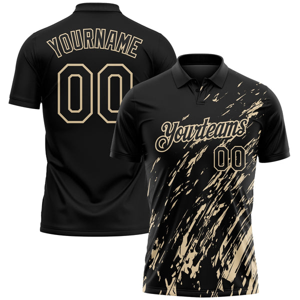 Custom Black-City Cream Paint Stroke Grunge Streak Performance Polo Shirt