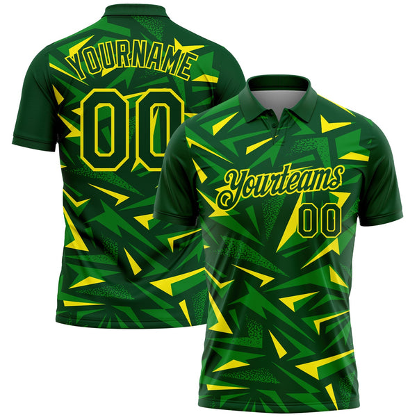 Custom Green Grass Green-Light Yellow Cyber Mecha E-sport Geometric Shards Spike Performance Polo Shirt