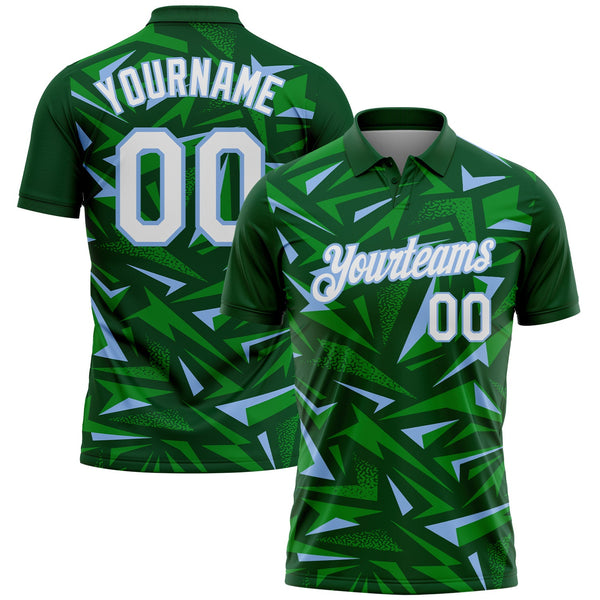 Custom Green White Grass Green-Light Blue Cyber Mecha E-sport Geometric Shards Spike Performance Polo Shirt
