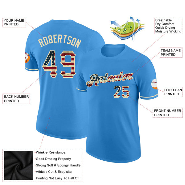 Custom Powder Blue Vintage USA Flag-City Cream Performance T-Shirt alternate