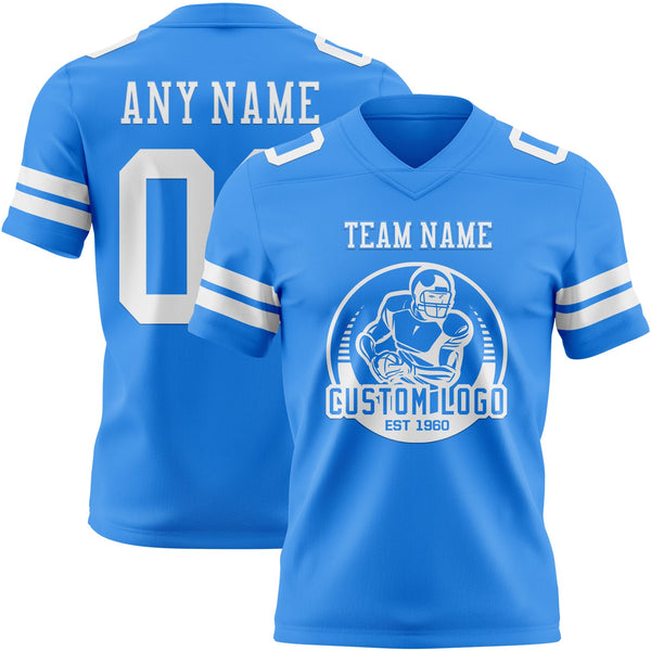 Custom Powder Blue White Authentic Football Jersey alternate