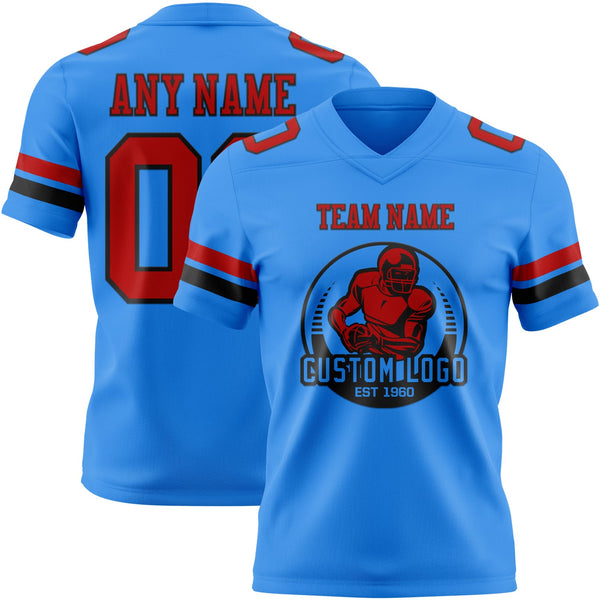 Custom Powder Blue Red-Black Authentic Football Jersey alternate
