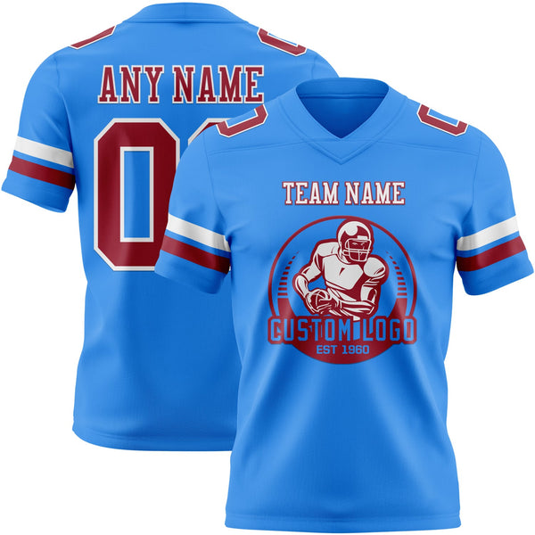 Custom Powder Blue Cardinal-White Authentic Football Jersey alternate