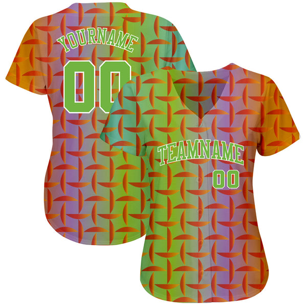 Custom Purple Neon Green-White 3D Pattern Design Authentic Baseball Jersey alternate