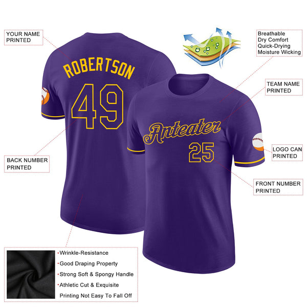 Custom Purple Purple-Gold Performance T-Shirt alternate