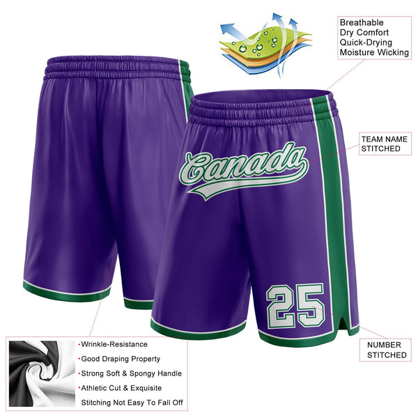 Custom Purple White-Kelly Green Authentic Basketball Shorts alternate