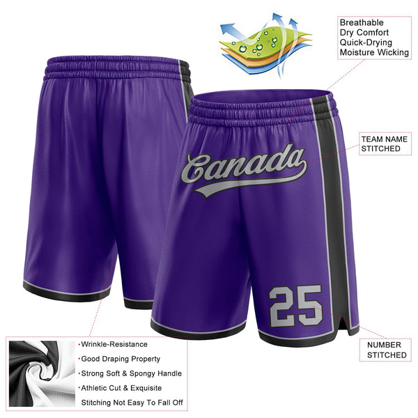 Custom Purple Gray-White Authentic Basketball Shorts alternate