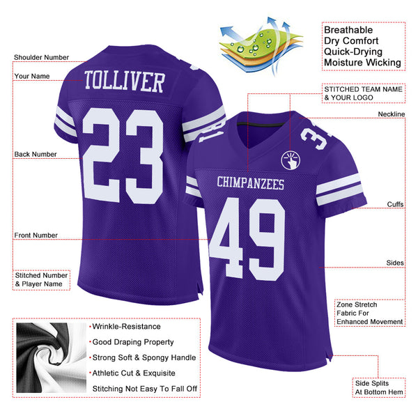 Custom Purple White Mesh Authentic Football Jersey alternate