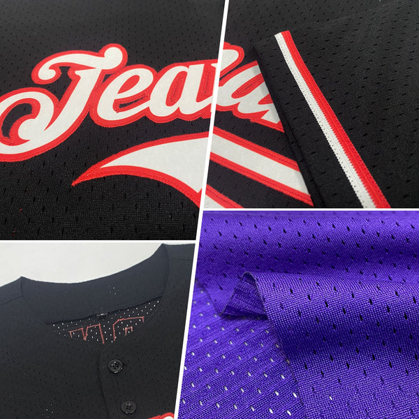 Custom Purple Vintage USA Flag-Cream Mesh Authentic Throwback Baseball Jersey alternate
