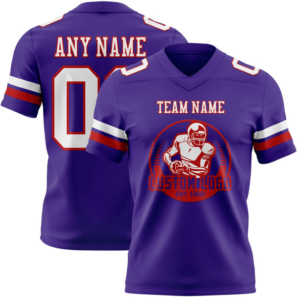 Custom Purple White-Red Authentic Football Jersey alternate