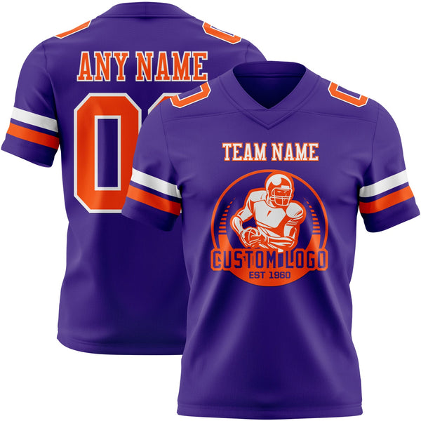 Custom Purple Orange-White Authentic Football Jersey alternate