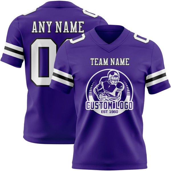 Custom Purple White-Black Authentic Football Jersey alternate