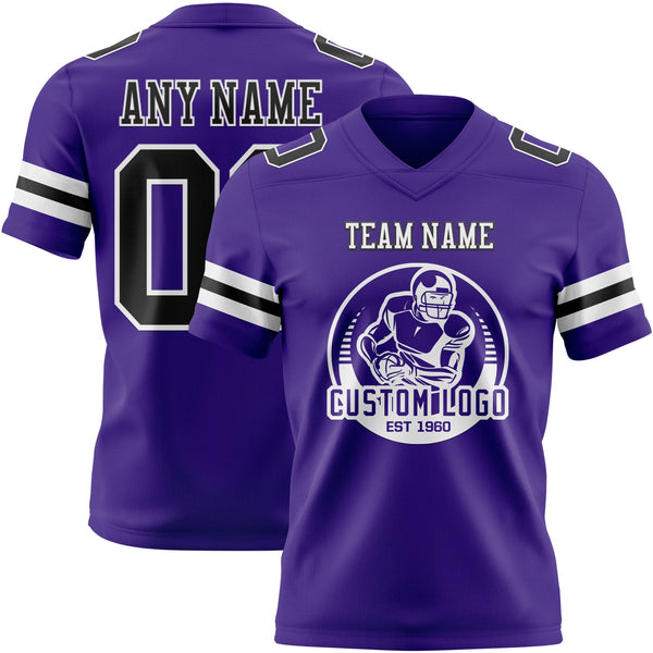 Custom Purple Black-White Authentic Football Jersey alternate