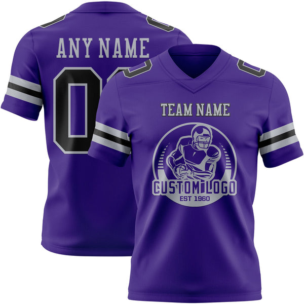 Custom Purple Black-Gray Authentic Football Jersey alternate