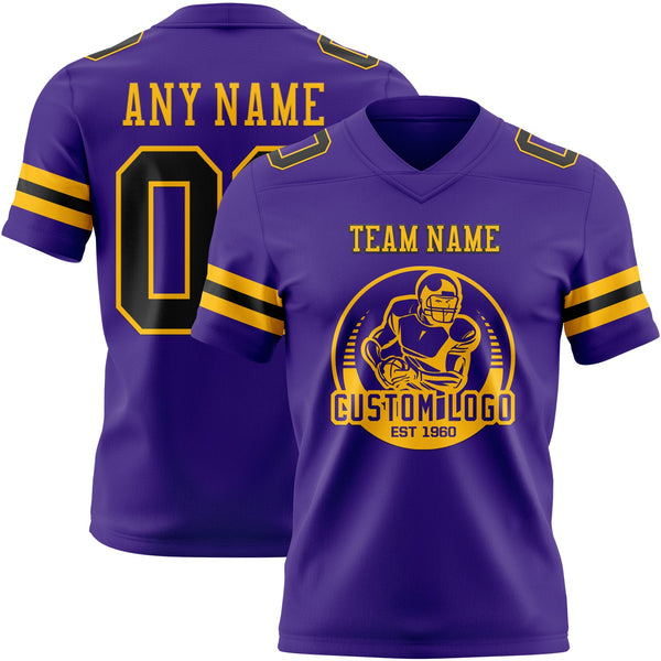 Custom Purple Black-Gold Authentic Football Jersey alternate