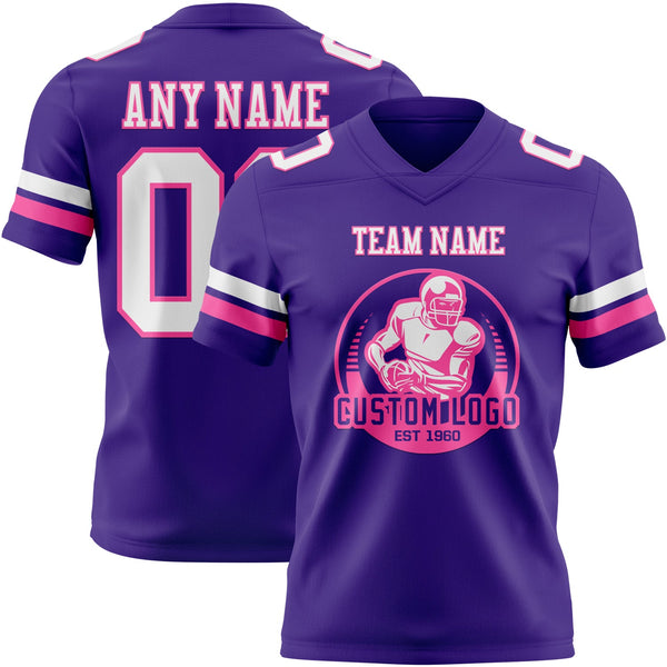 Custom Purple White-Pink Authentic Football Jersey alternate