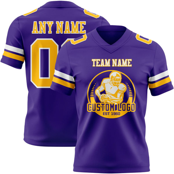 Custom Purple Gold-White Authentic Football Jersey alternate
