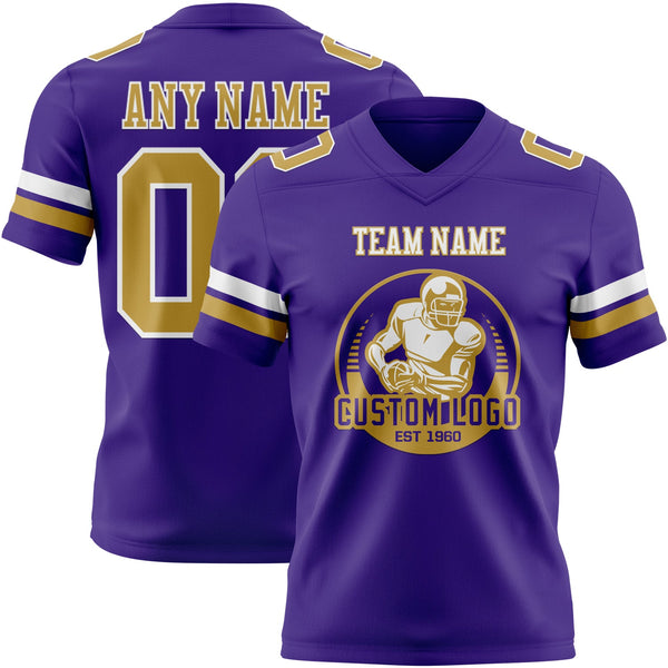 Custom Purple Old Gold-White Authentic Football Jersey alternate