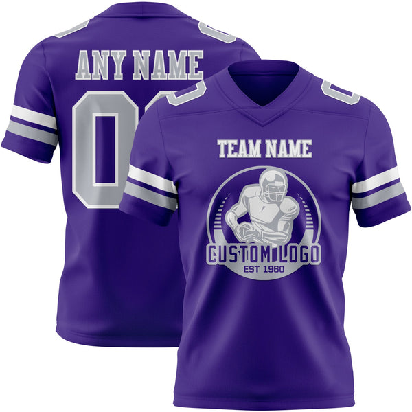 Custom Purple Gray-White Authentic Football Jersey alternate