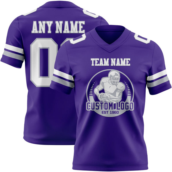 Custom Purple White-Gray Authentic Football Jersey alternate