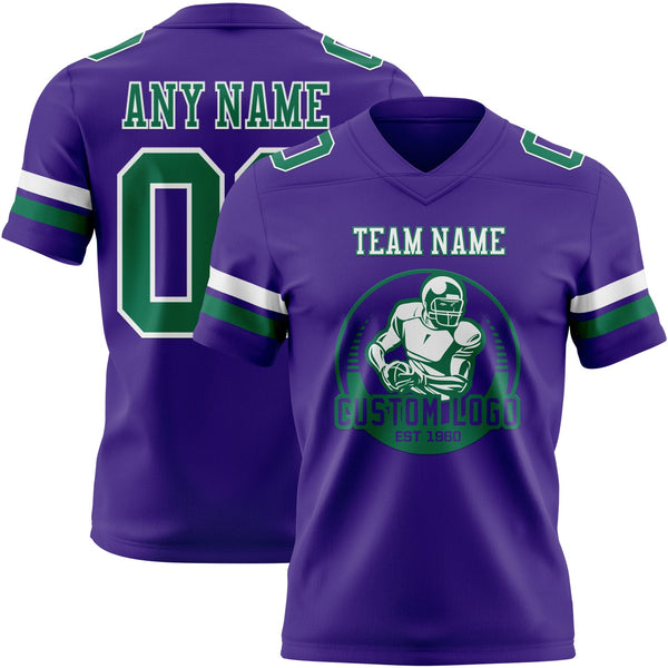 Custom Purple Kelly Green-White Authentic Football Jersey alternate