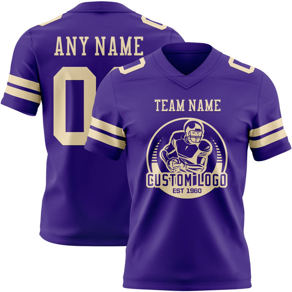 Custom Purple Cream Authentic Football Jersey alternate