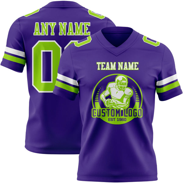 Custom Purple Neon Green-White Authentic Football Jersey alternate
