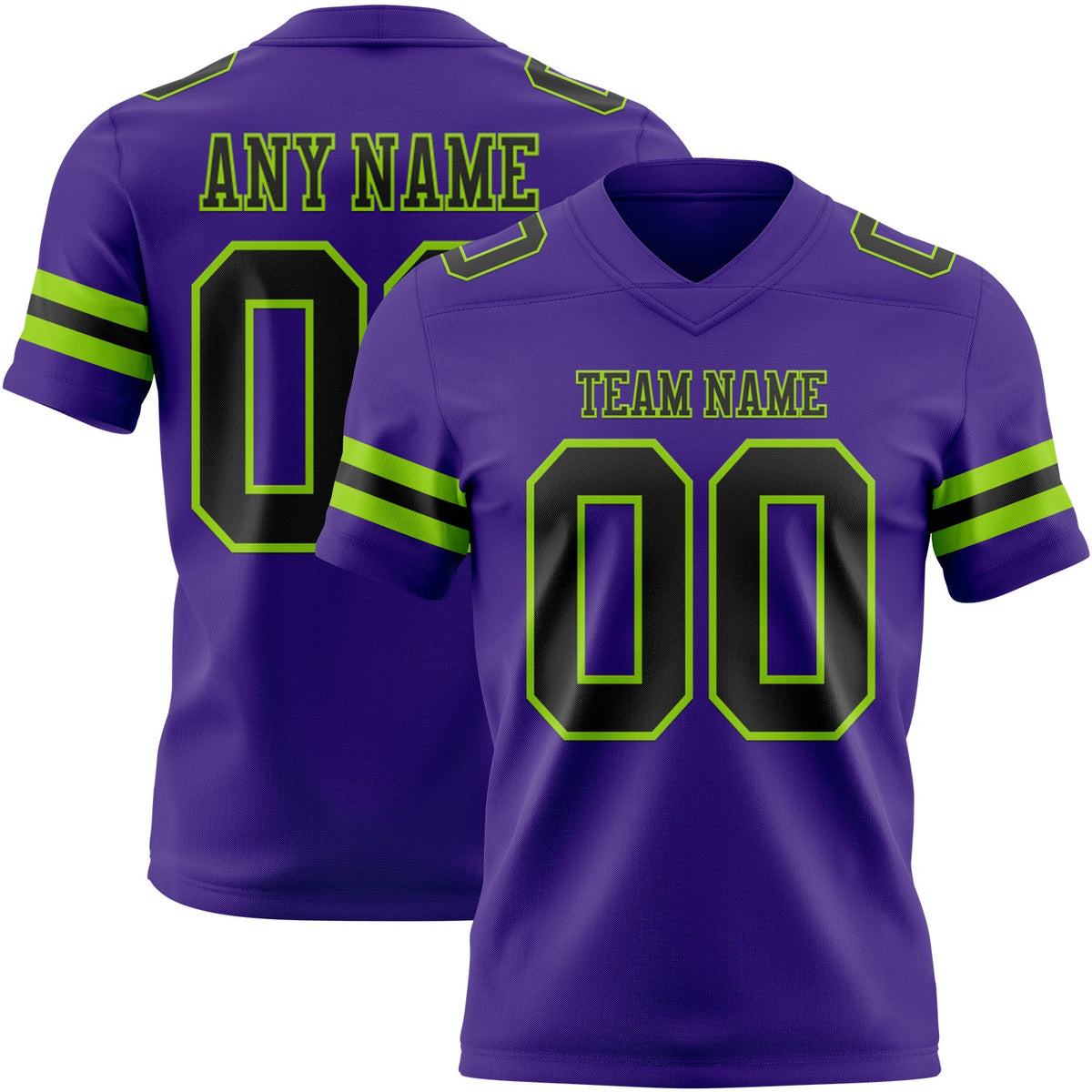 Custom Purple Black-Neon Green Authentic Football Jersey