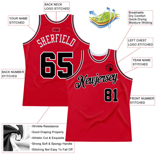 Custom Red Black-Red Authentic Throwback Basketball Jersey alternate
