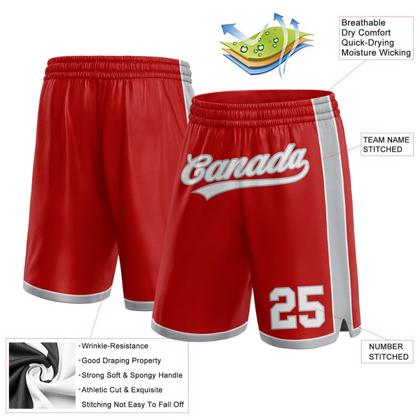 Custom Red White-Gray Authentic Basketball Shorts alternate