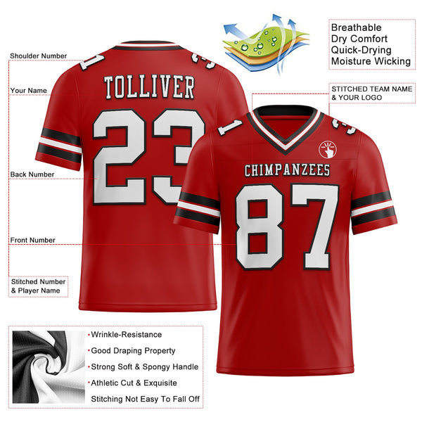 Custom Red White-Black Authentic Football Jersey alternate