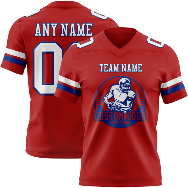 Custom Red White-Royal Authentic Football Jersey alternate