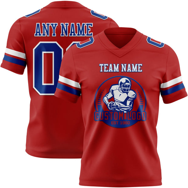 Custom Red Royal-White Authentic Football Jersey alternate