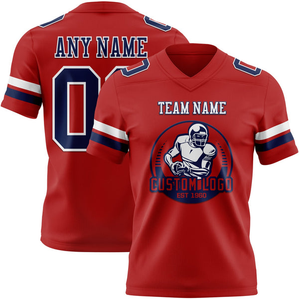 Custom Red Navy-White Authentic Football Jersey alternate