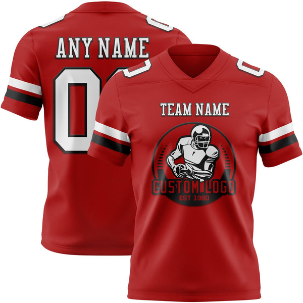 Custom Red White-Black Authentic Football Jersey alternate