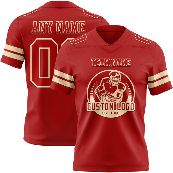 Custom Red Cream Authentic Football Jersey alternate