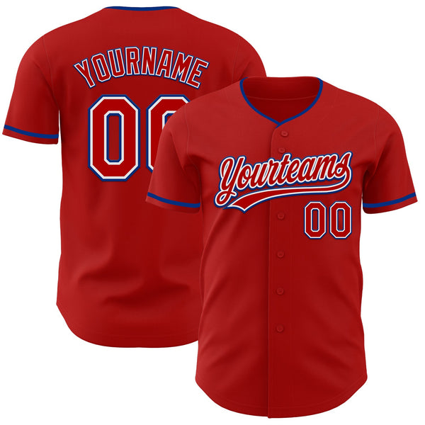 Custom Red White-Royal Authentic Baseball Jersey