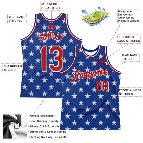 Custom Royal Red-White 3D Pattern Design American Flag Authentic Basketball Jersey alternate