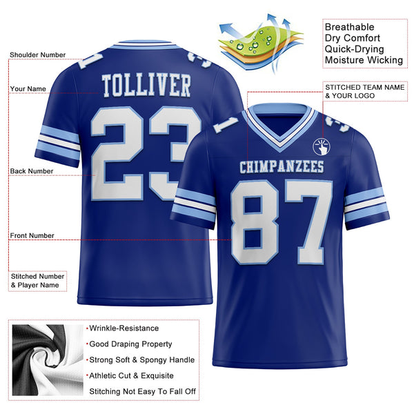 Custom Royal White-Light Blue Authentic Football Jersey alternate