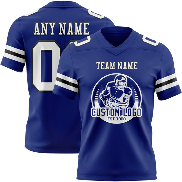 Custom Royal White-Black Authentic Football Jersey alternate