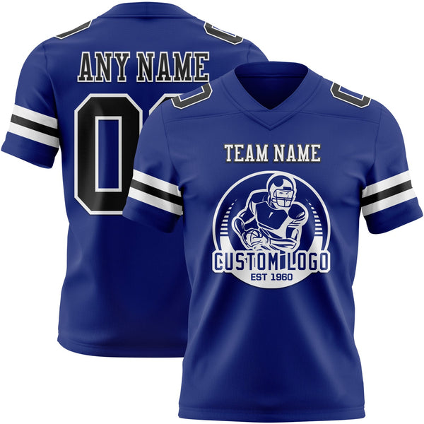 Custom Royal Black-White Authentic Football Jersey alternate