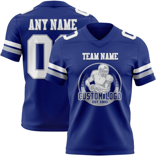 Custom Royal White-Gray Authentic Football Jersey alternate