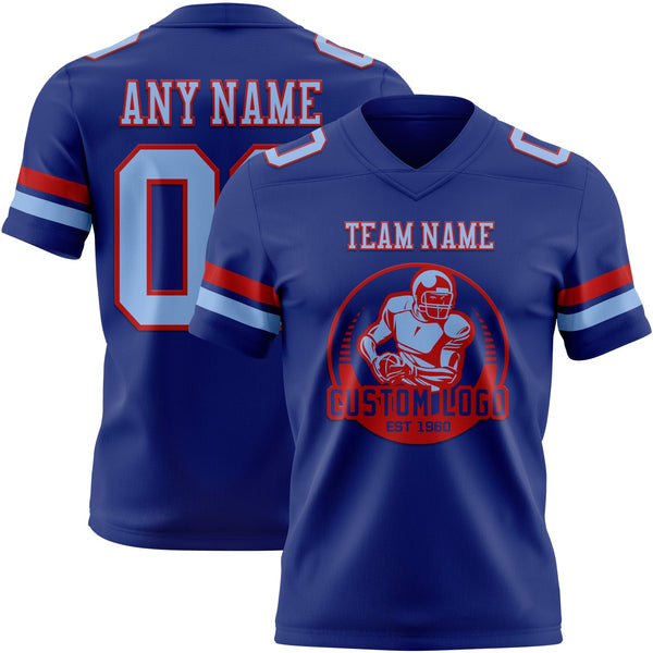 Custom Royal Light Blue-Red Authentic Football Jersey alternate