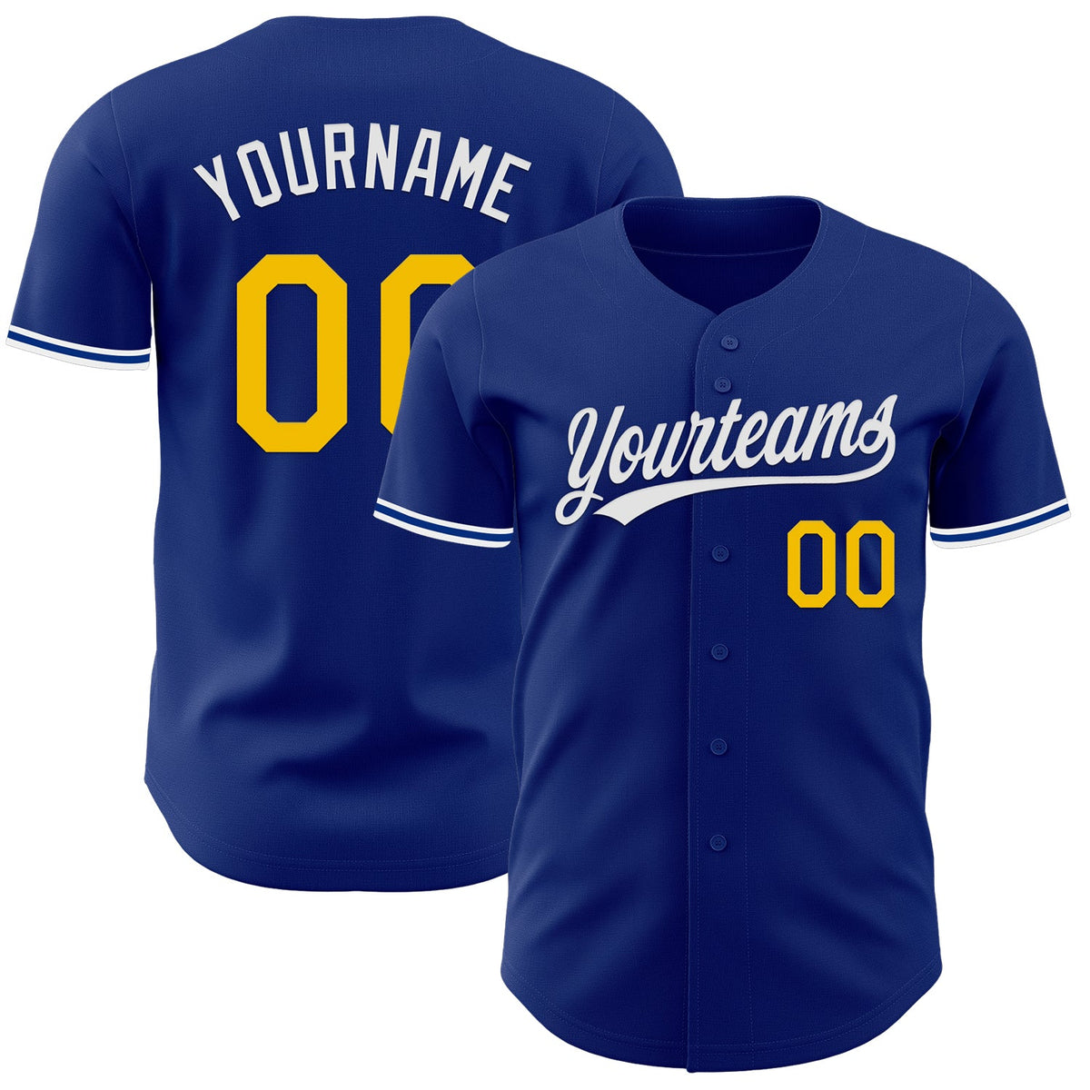 Custom Royal Yellow-White Authentic Baseball Jersey